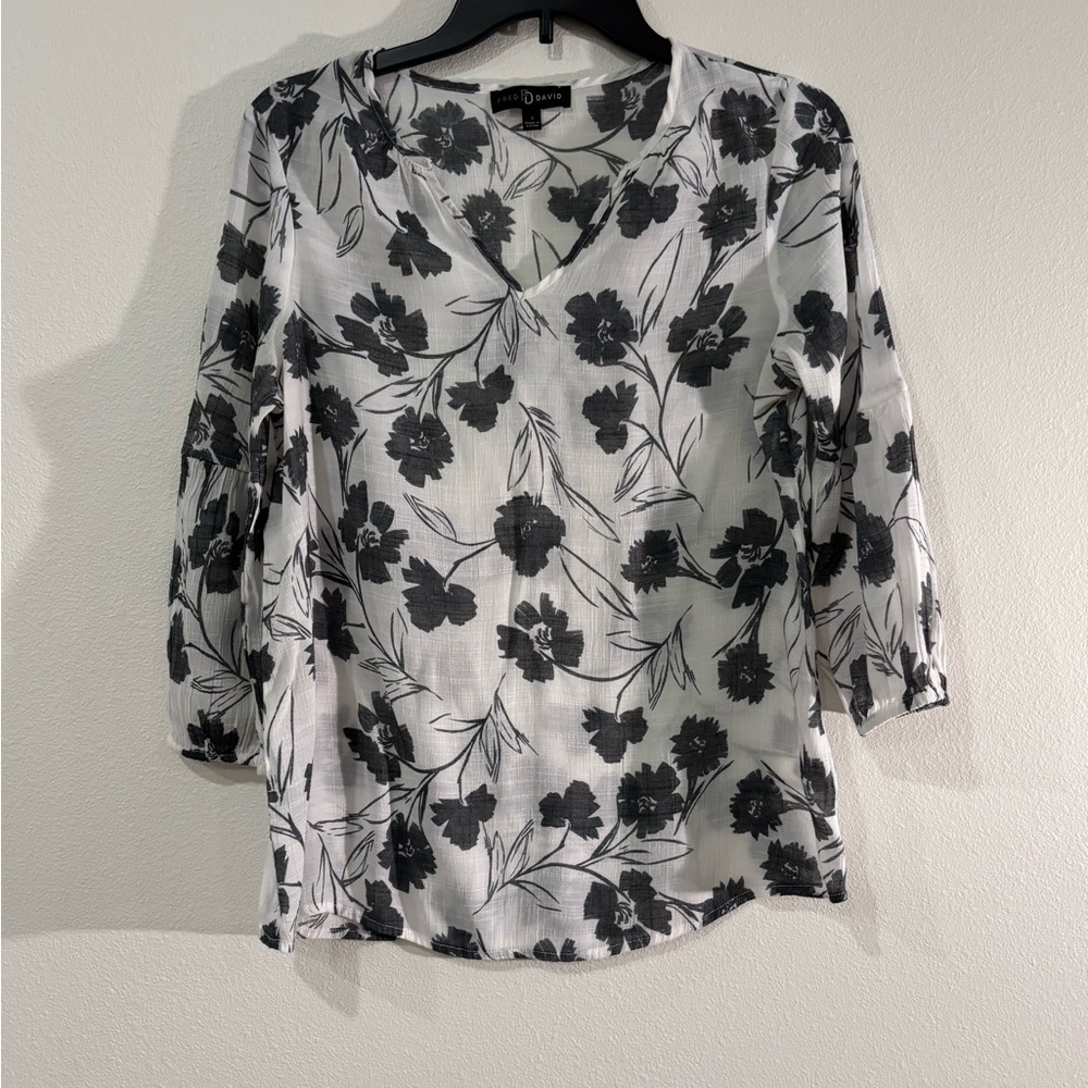 Fred David Monochrome Floral Blouse